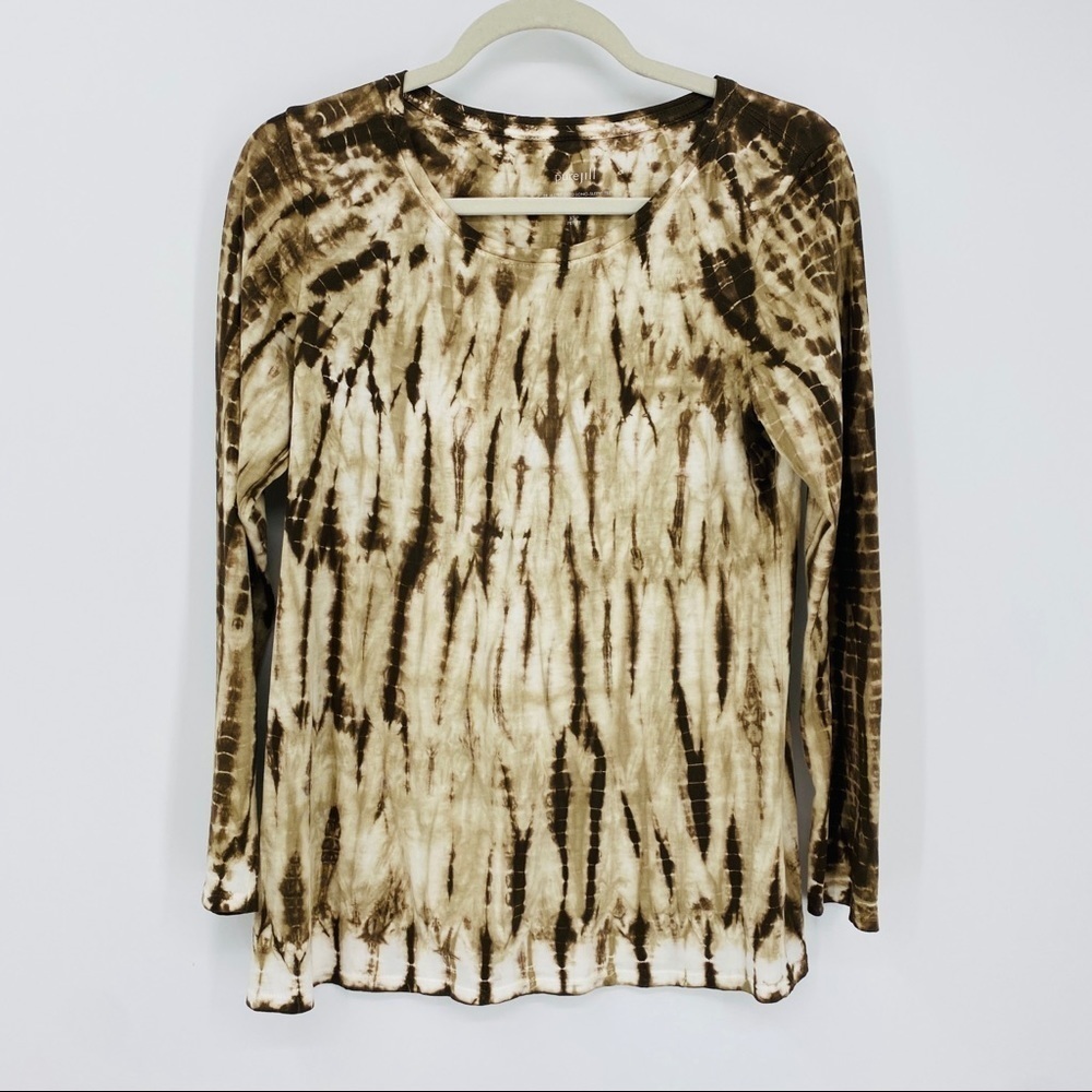 J. Jill Brown/White Tie-dyed Long-sleeve Tee Shirt